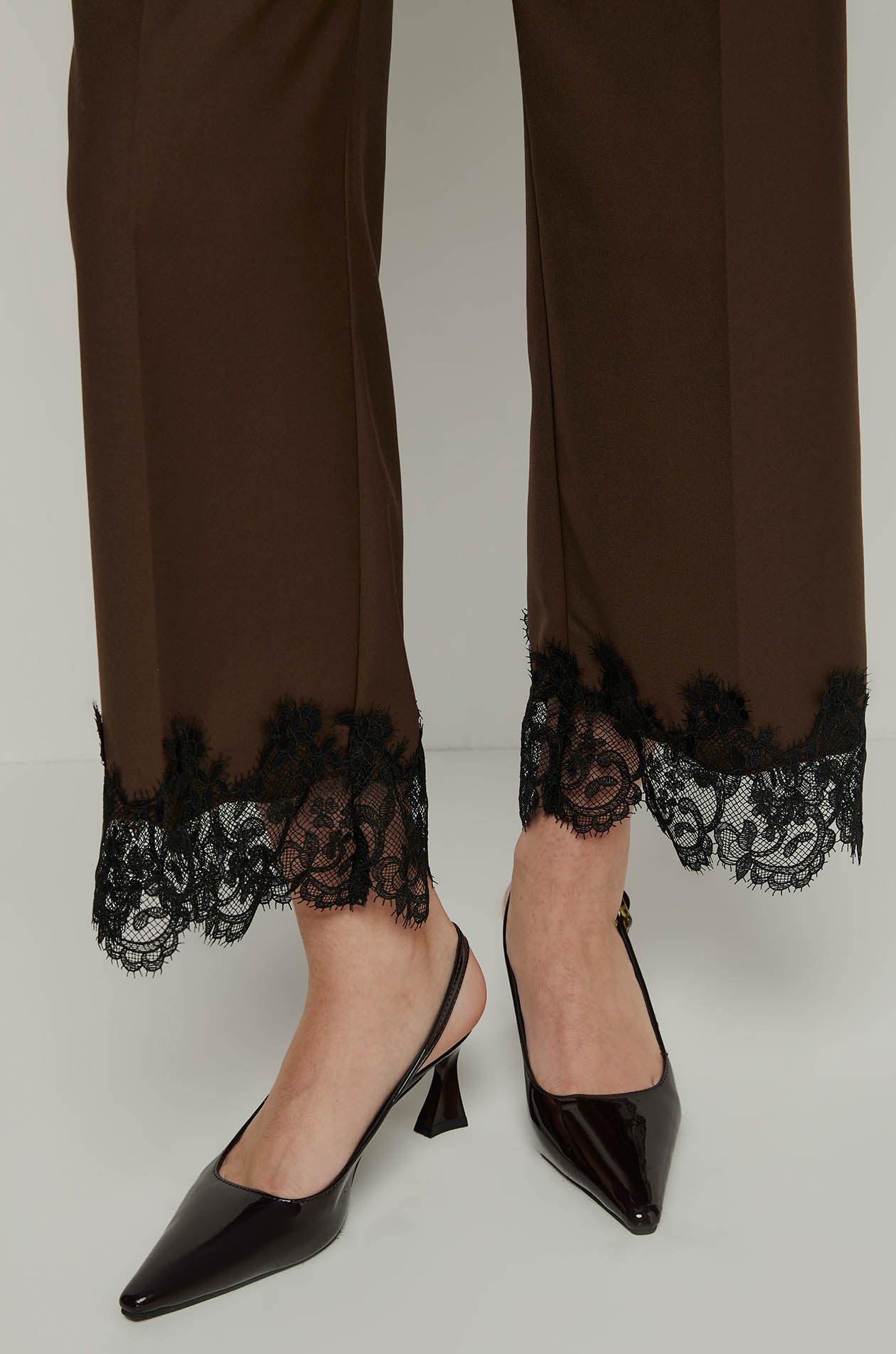 LACE TRIM FLARED PANTS