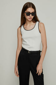 CONTRAST TRIM SLEEVELESS KNITTED TOP