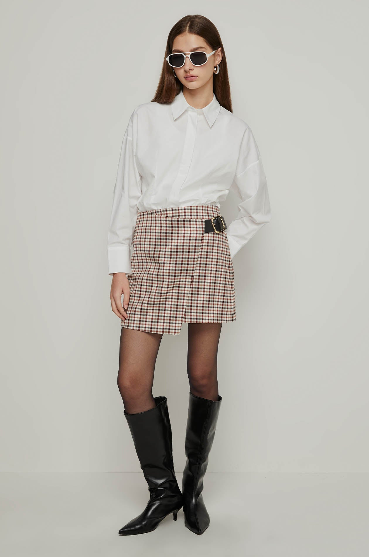 CHECK PRINTED MINI SKIRT