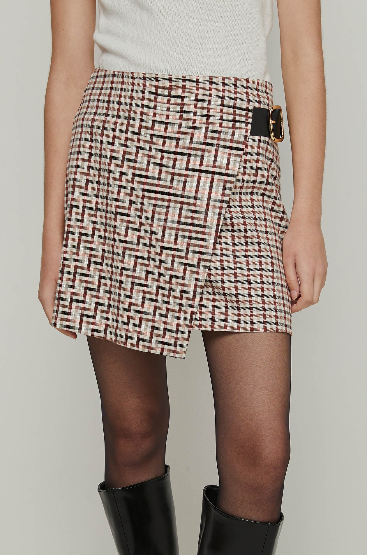 CHECK PRINTED MINI SKIRT