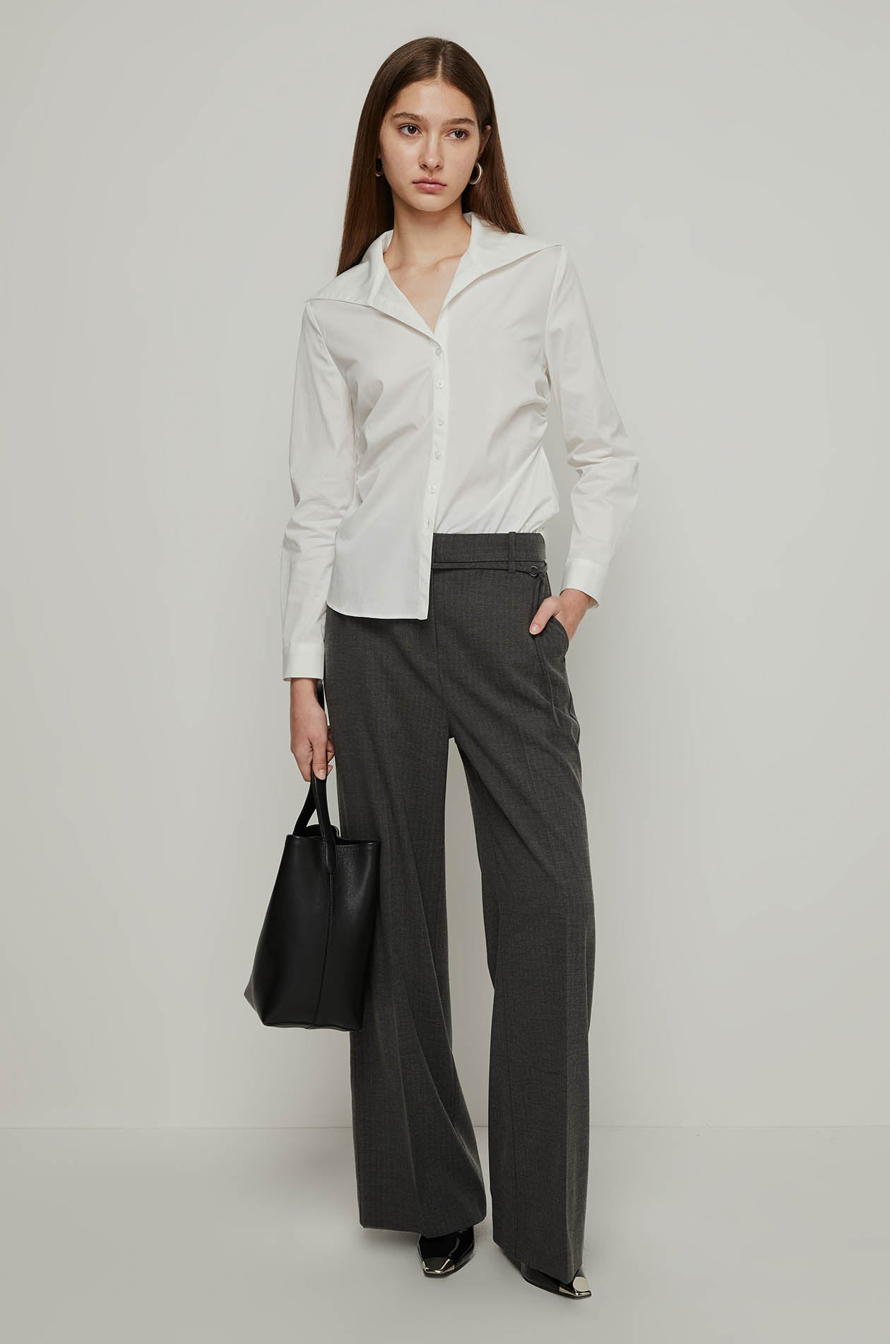 LONG SLEEVE RUCHED WAIST SHIRT