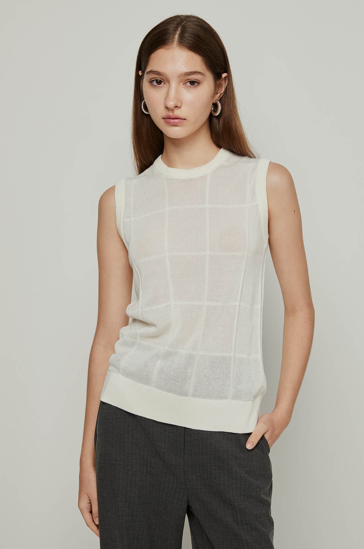 WINDOWPANE CHECKED KNIT VEST