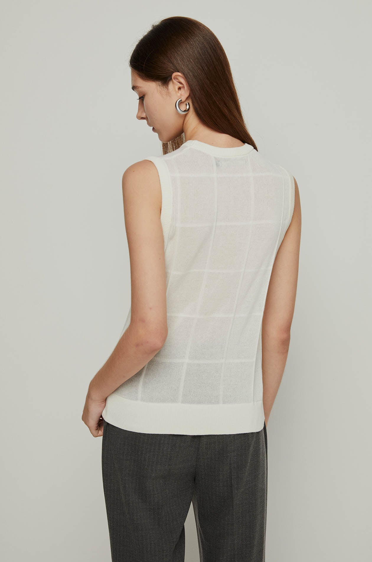 WINDOWPANE CHECKED KNIT VEST