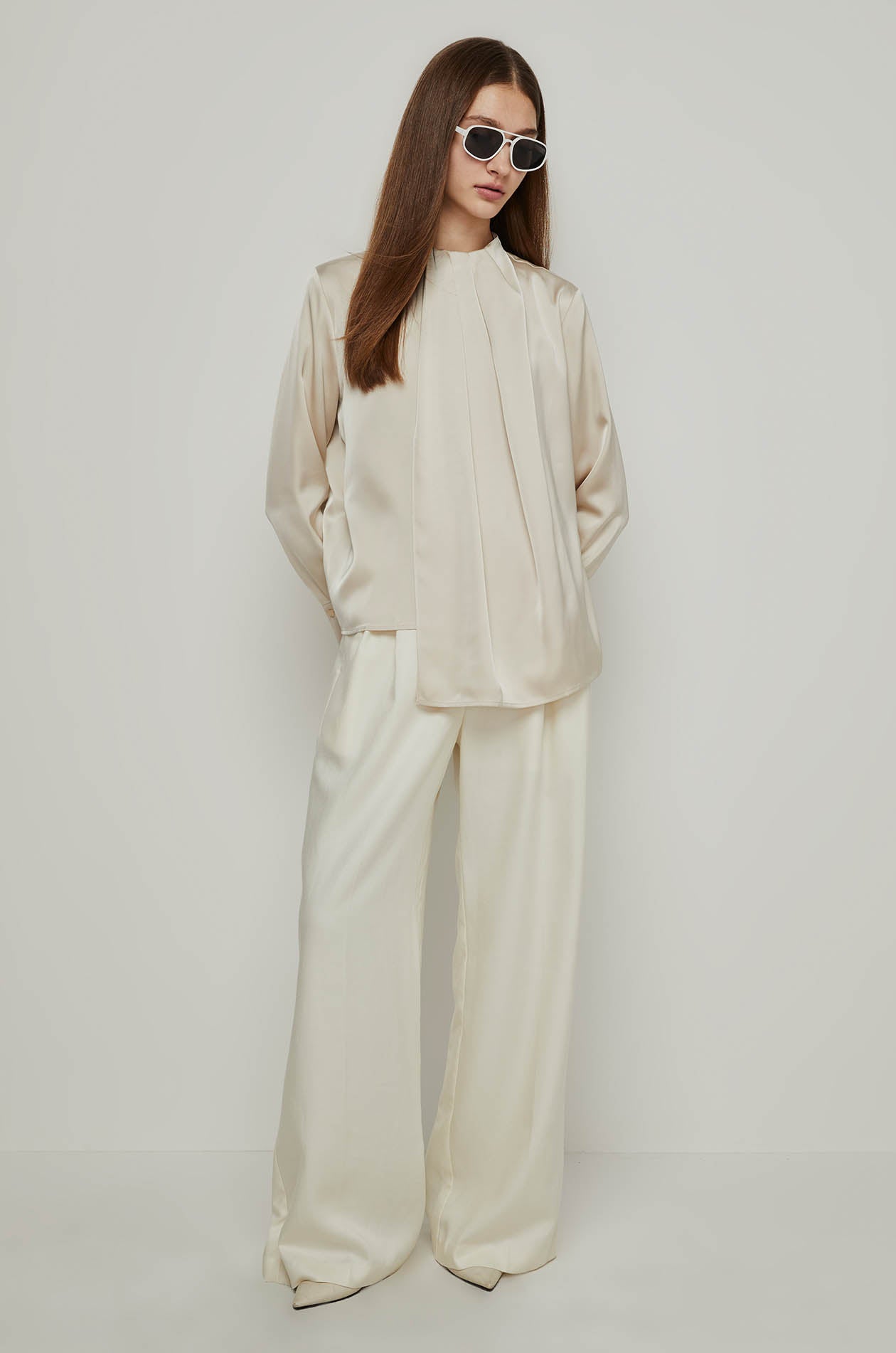PLEATED FRONT BLOUSE