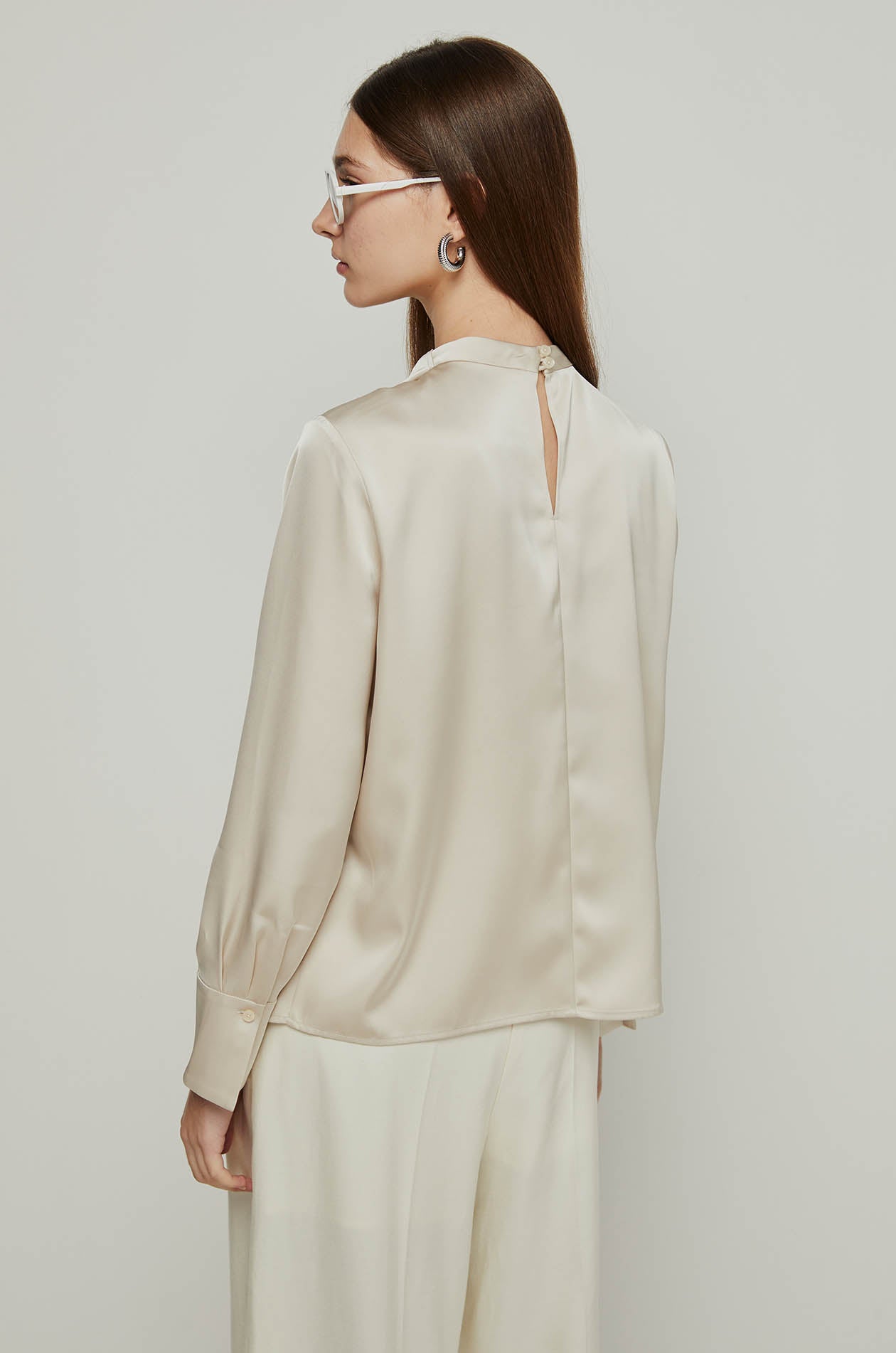 PLEATED FRONT BLOUSE