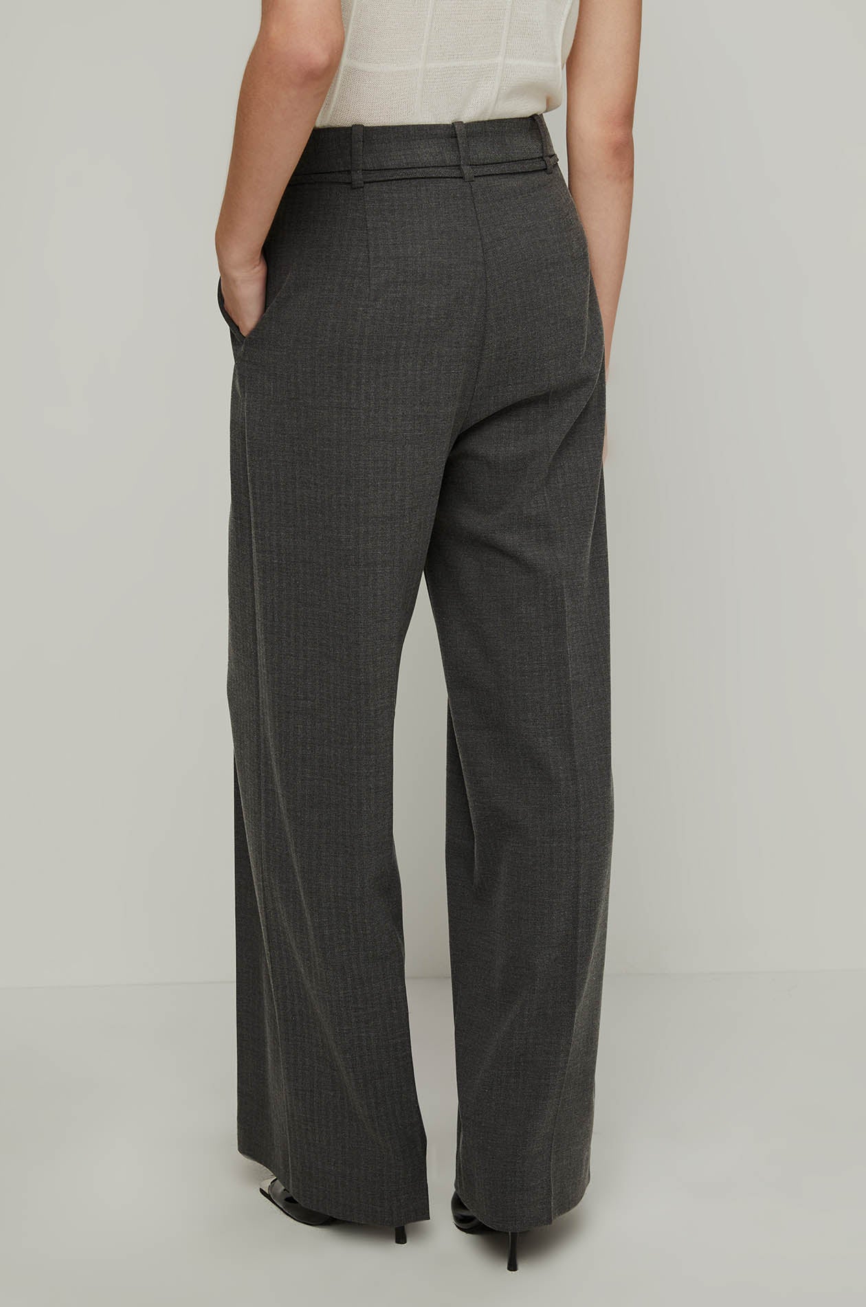 HERRINGBONE WIDE LEG PANTS