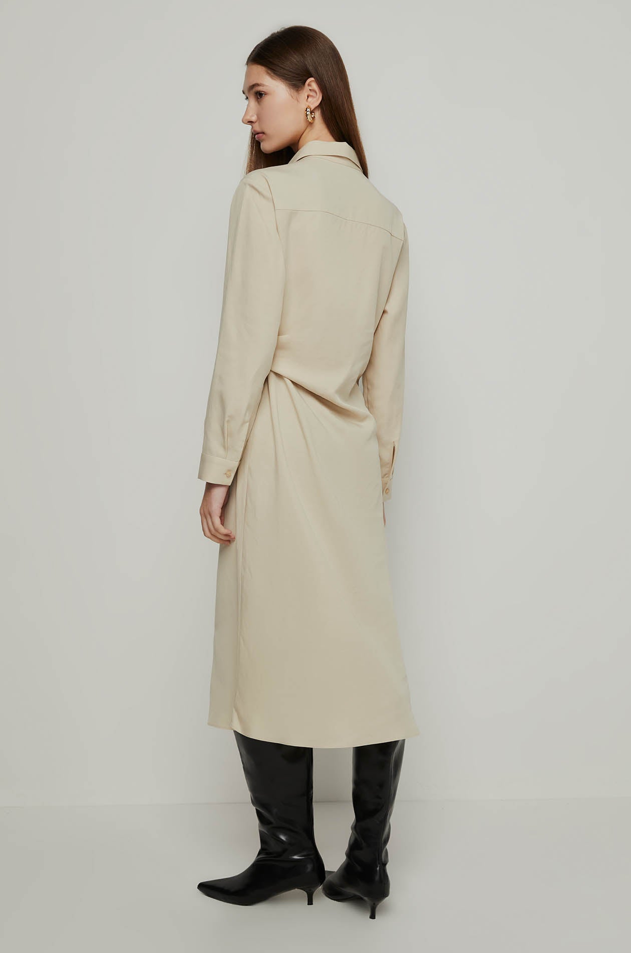 TWIST WAIST LONG SLEEVE DRESS
