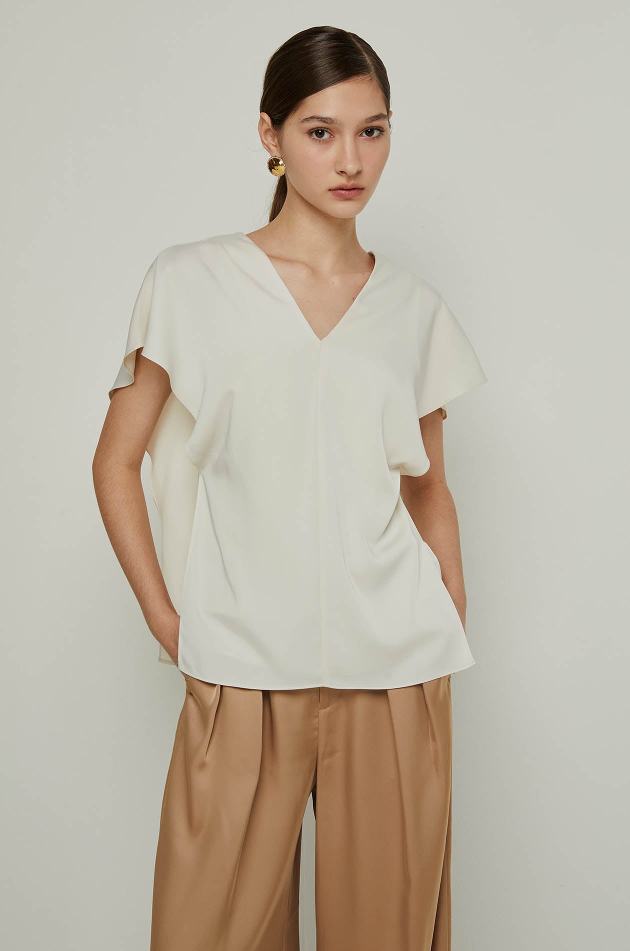 V-NECK SATIN BLOUSE