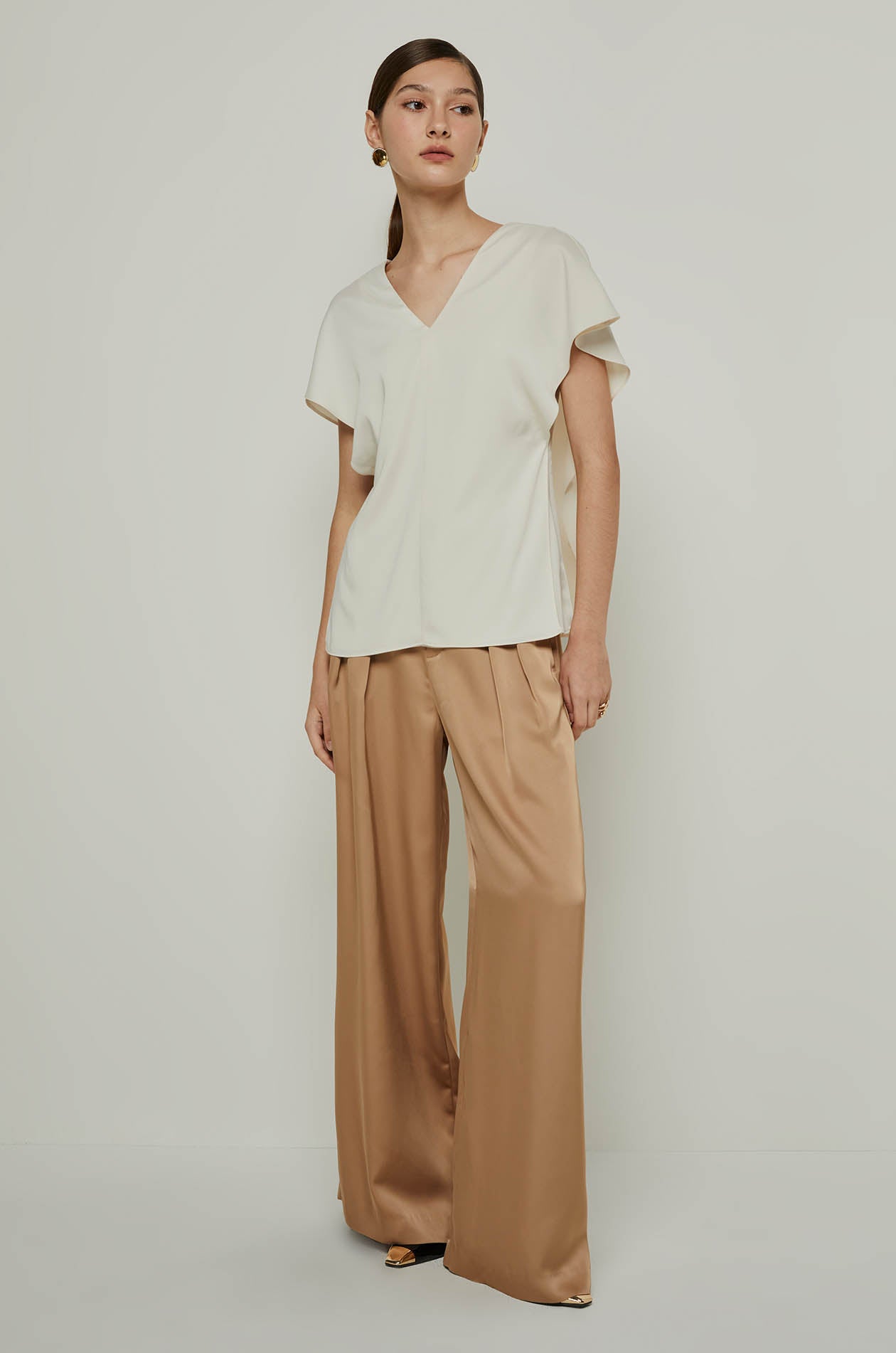 V-NECK SATIN BLOUSE