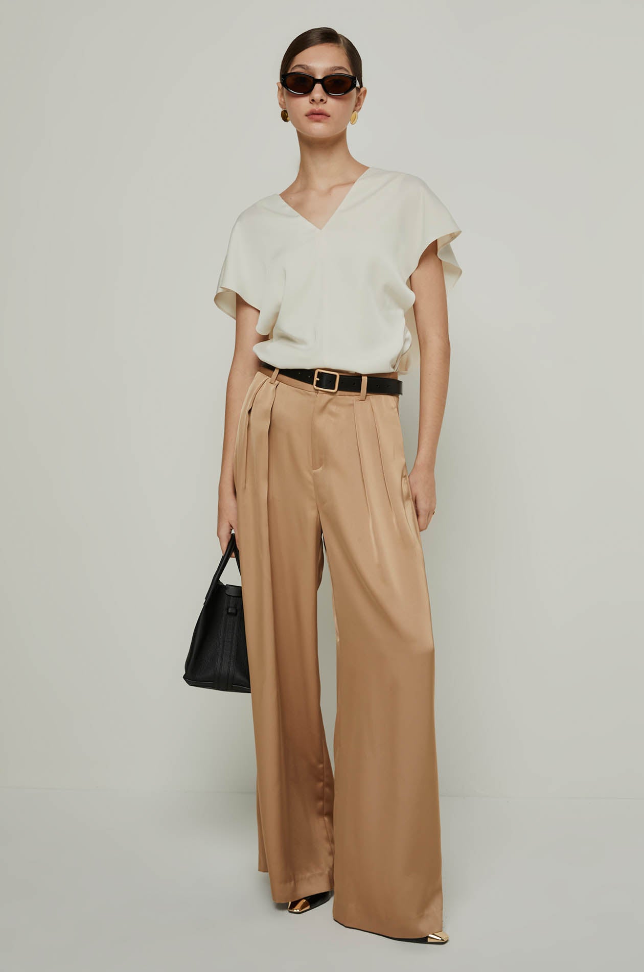 V-NECK SATIN BLOUSE