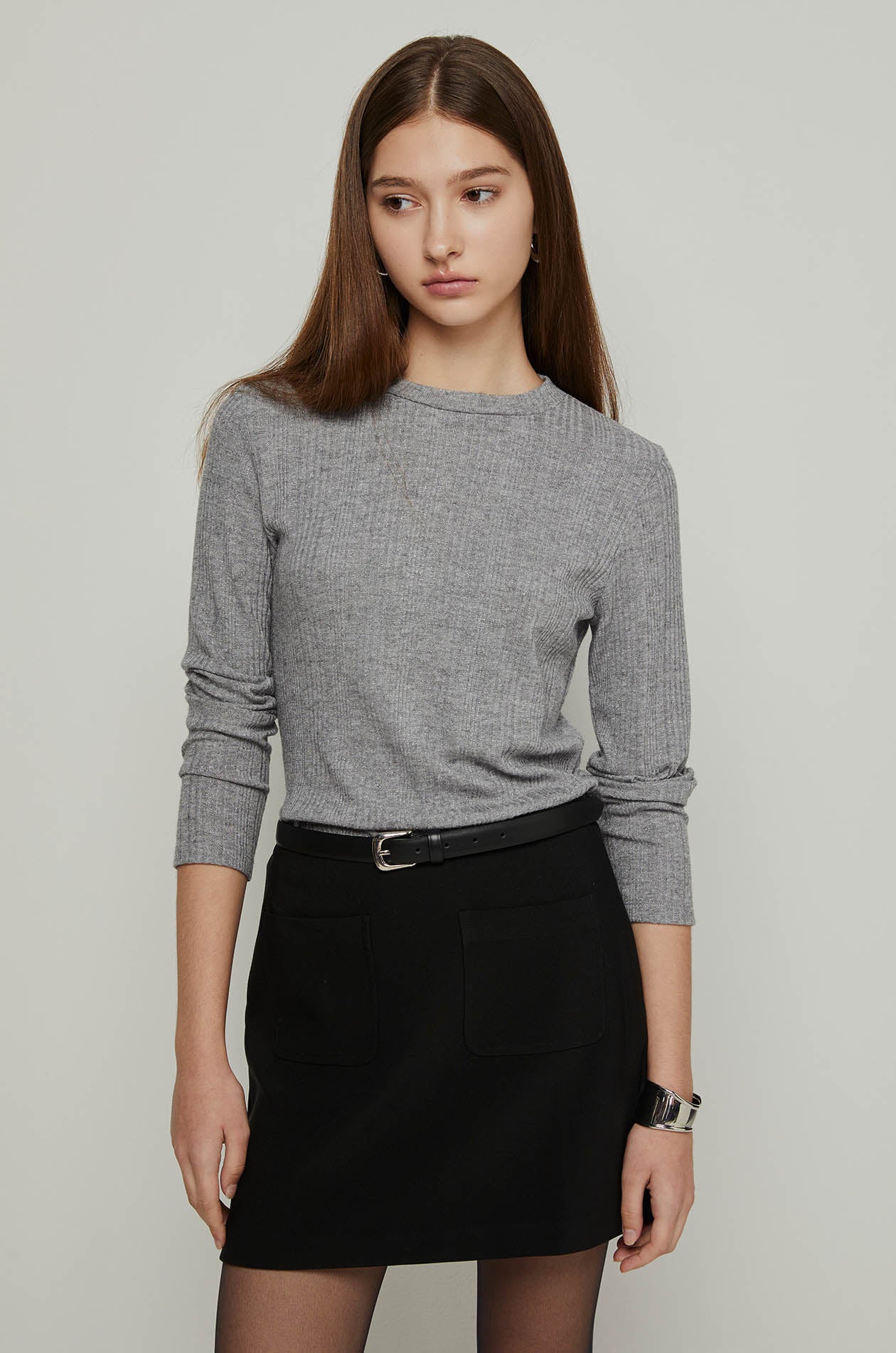 LONG SLEEVE RIBBED TOP