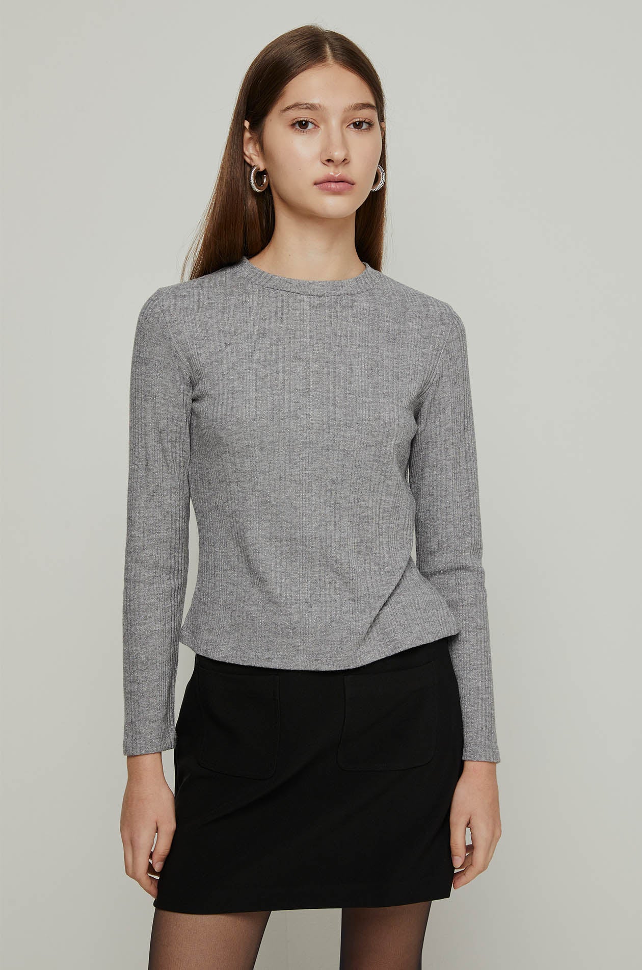 LONG SLEEVE RIBBED TOP