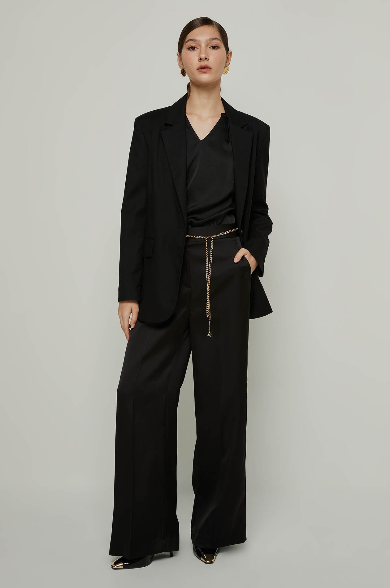 TIE-WAIST WIDE LEG PANTS