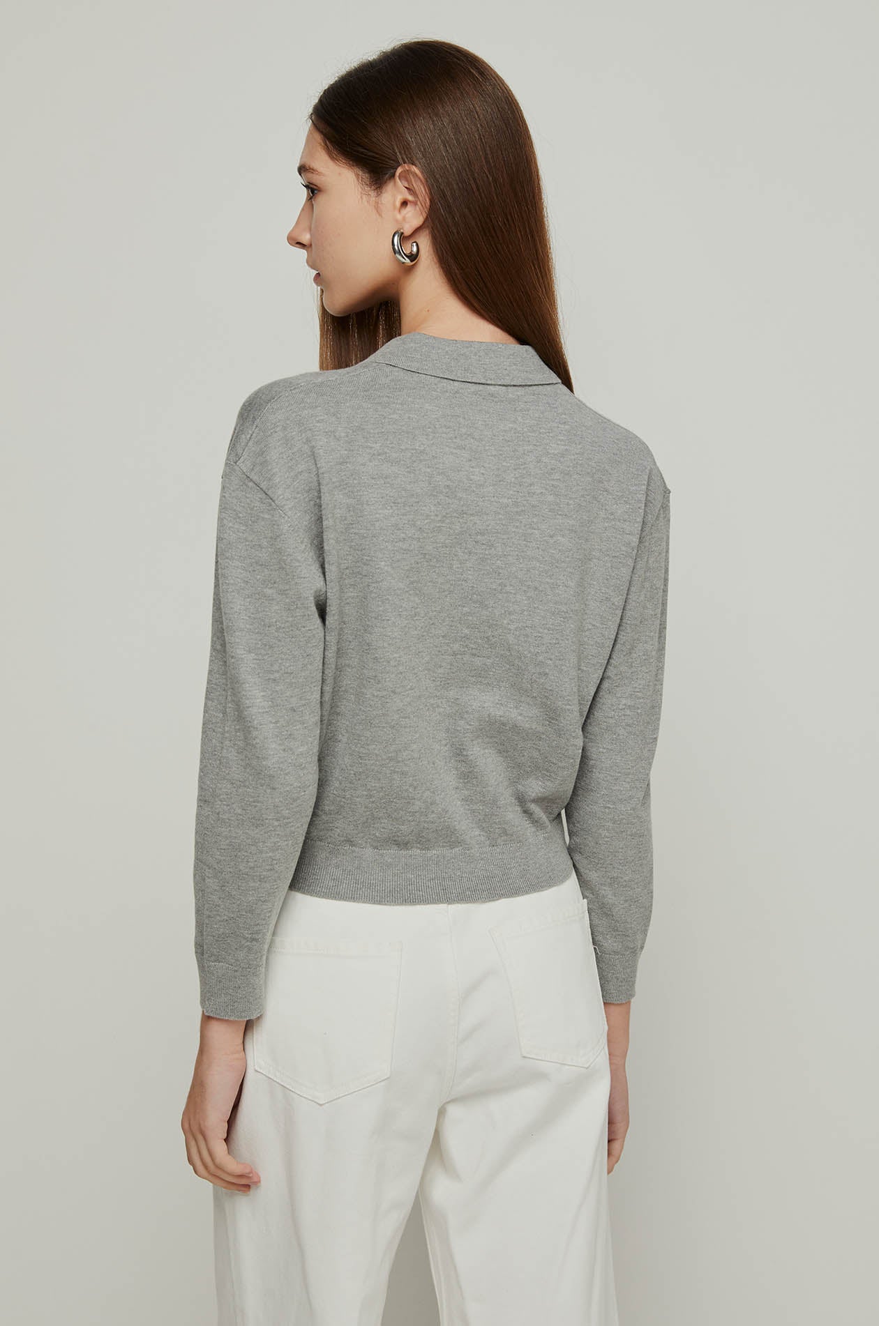 LONG SLEEVE KNITTED POLO