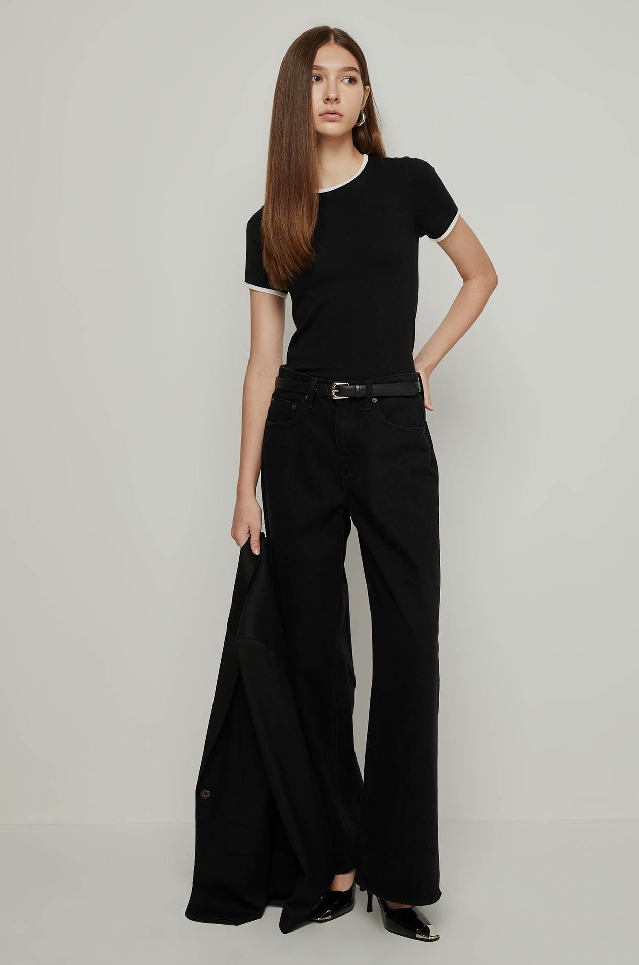 CONTRAST TRIM KNITTED TEE