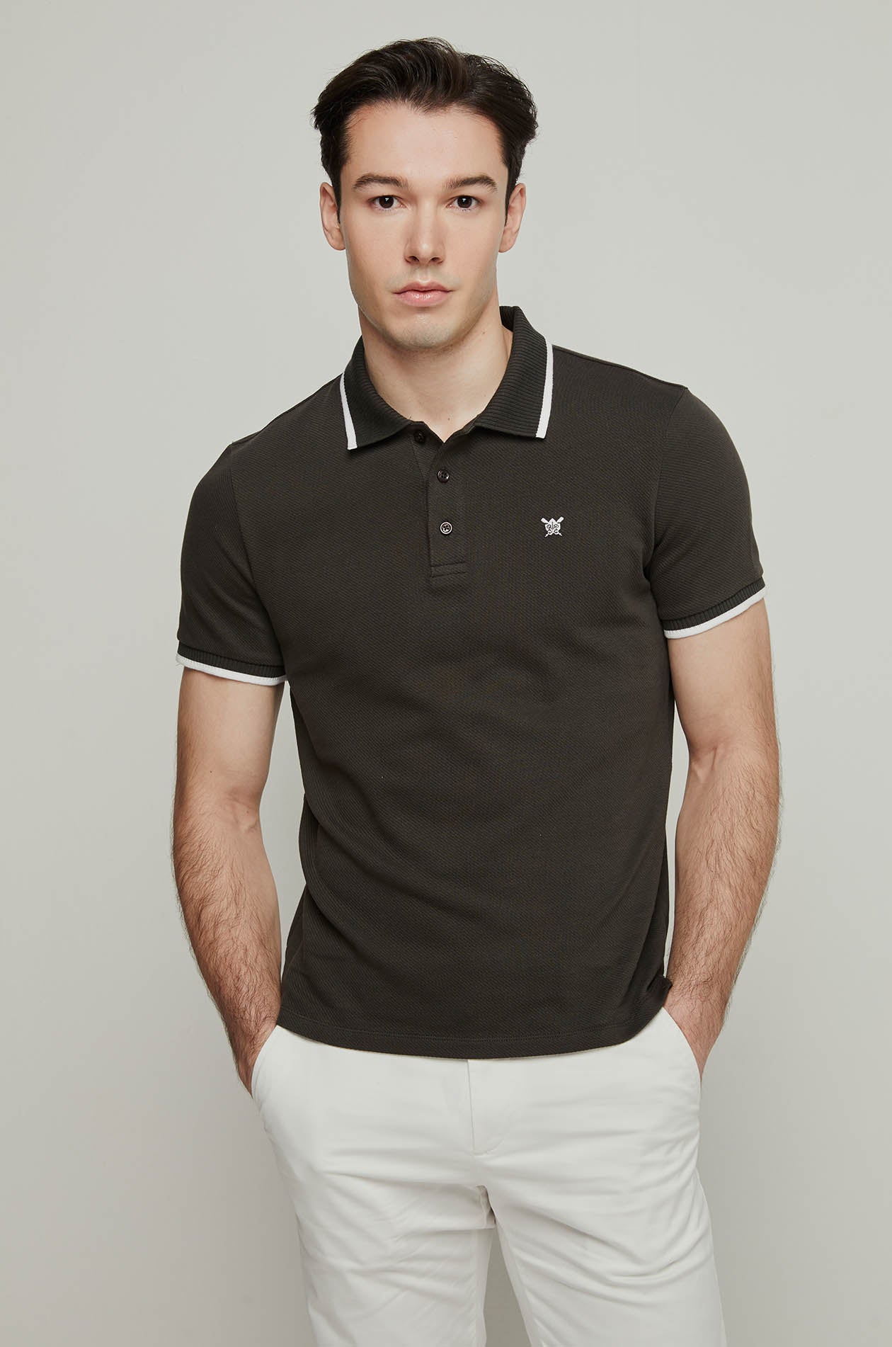 CONTRAST PIPING TWILL POLO