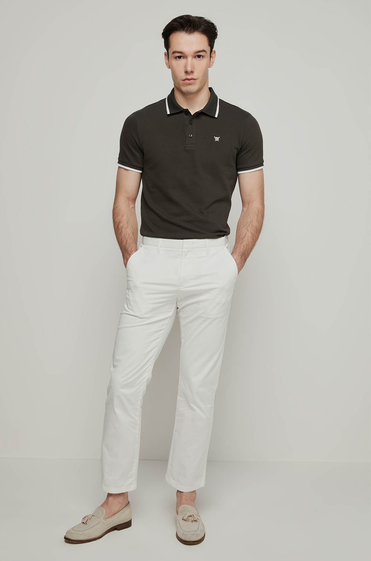CONTRAST PIPING TWILL POLO