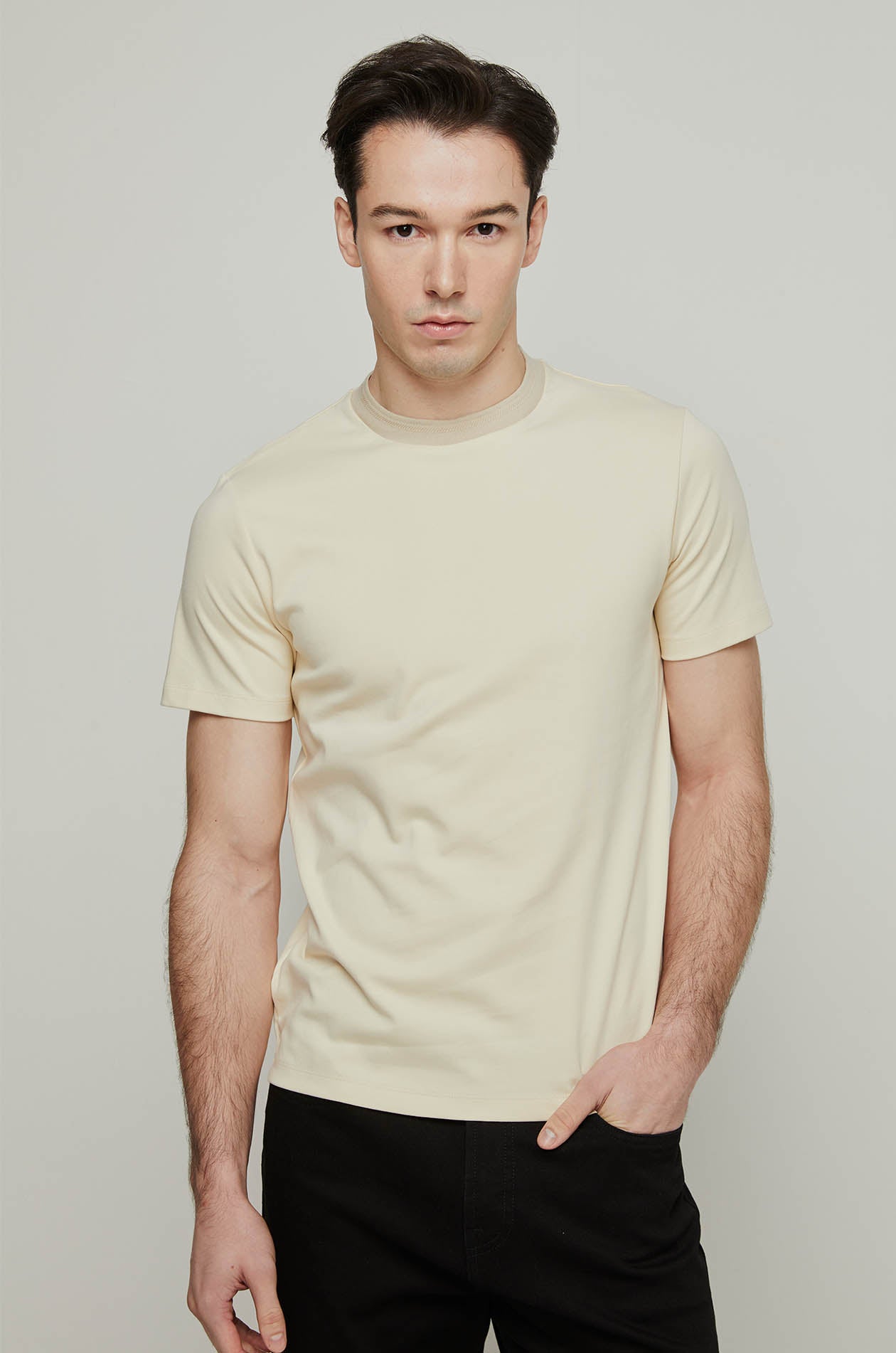 STRIPED JACQUARD COLLAR TEE