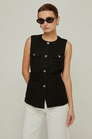 TWEED SLEEVELESS BLOUSE