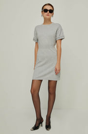 SHORT SLEEVE RIBBED WAIST DRESS