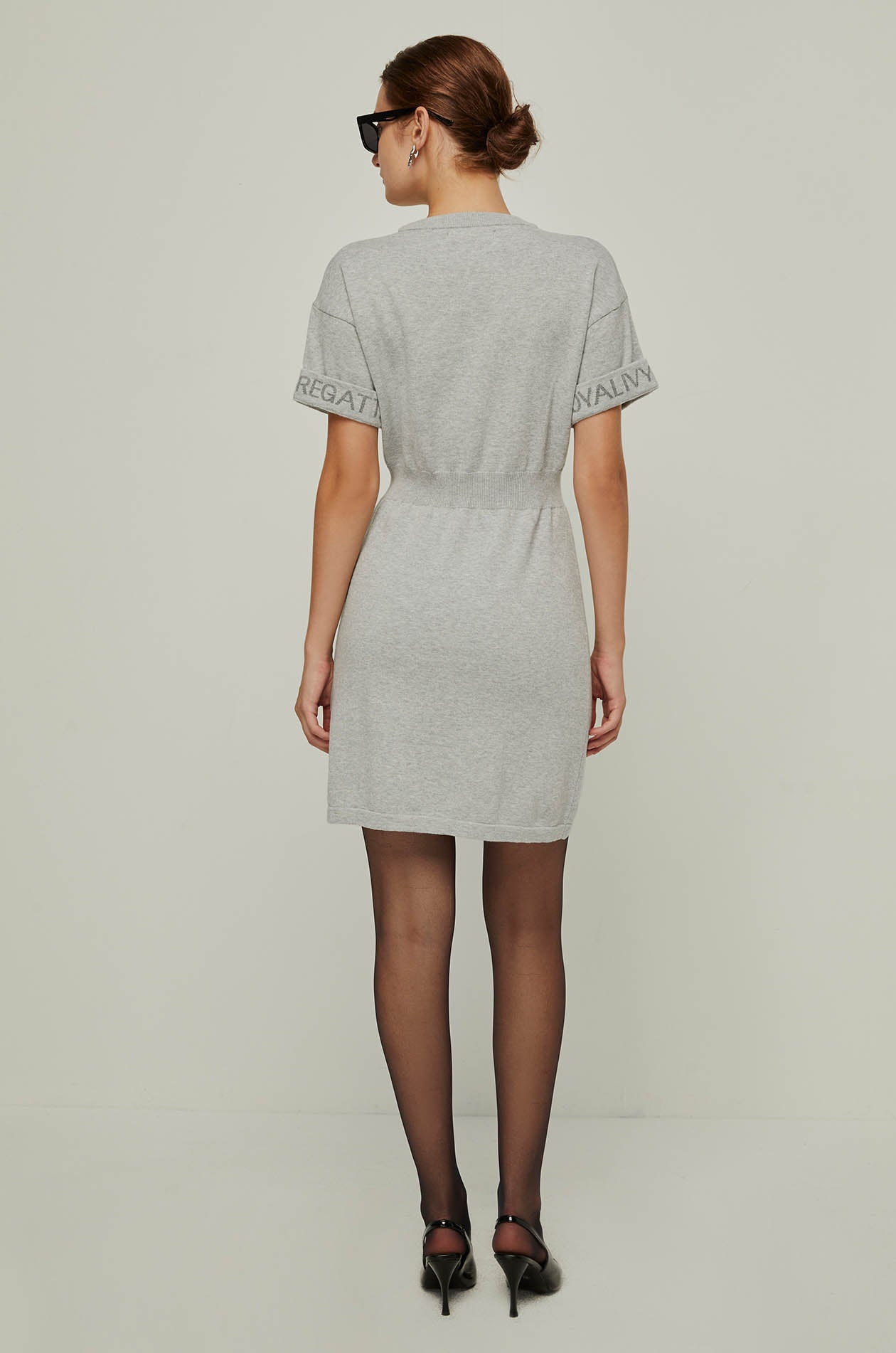 SHORT SLEEVE RIBBED WAIST DRESS