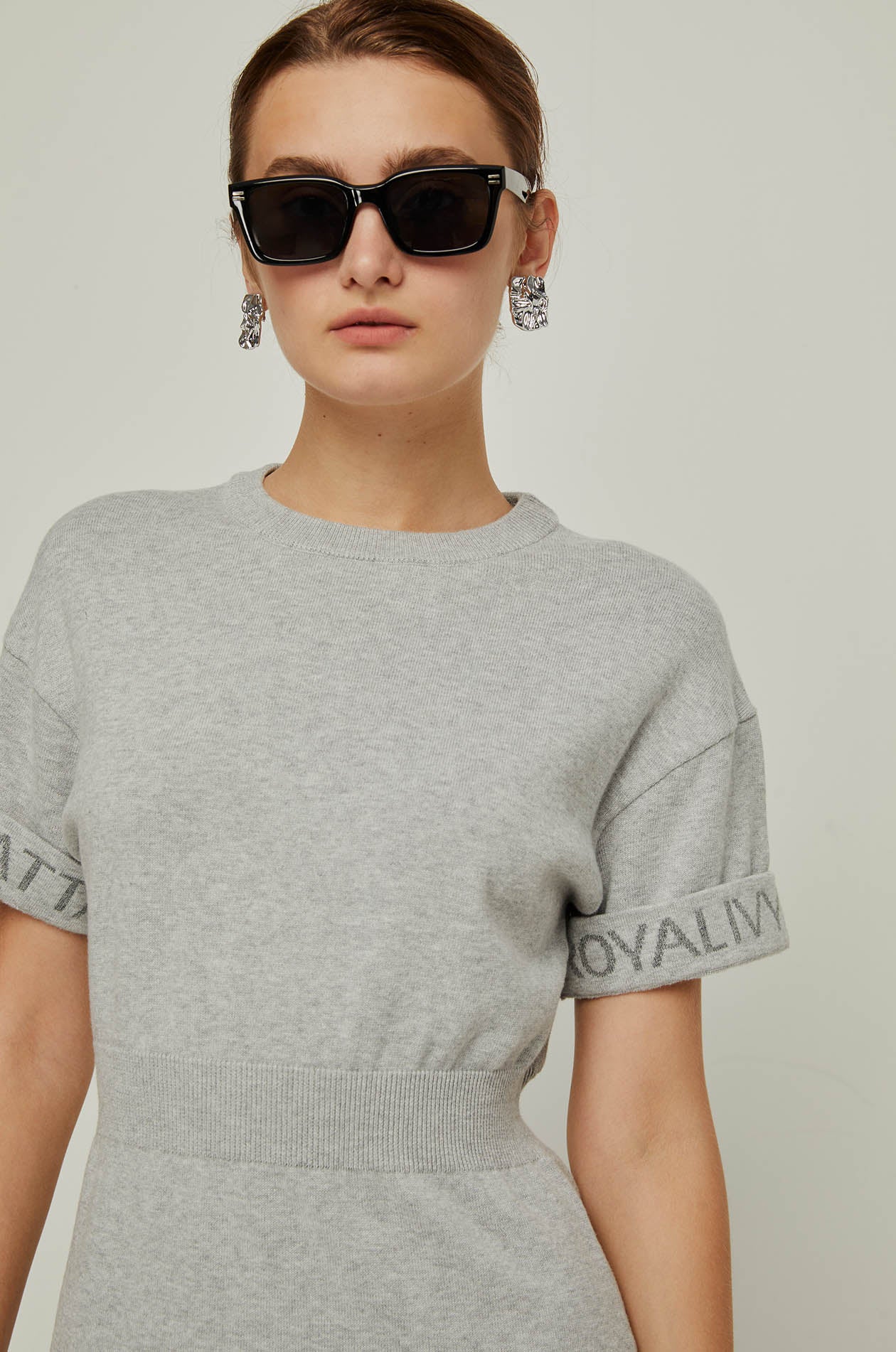 SHORT SLEEVE RIBBED WAIST DRESS