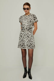 LEOPARD PRINTED TAPERED DRESS