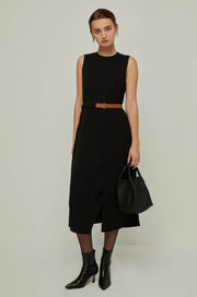 SLEEVELESS HIDDEN BELTED DRESS