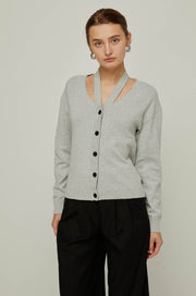 COLLAR PANEL KNIT CARDIGAN