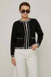 KNITTED LOGO TRIMMED CARDIGAN