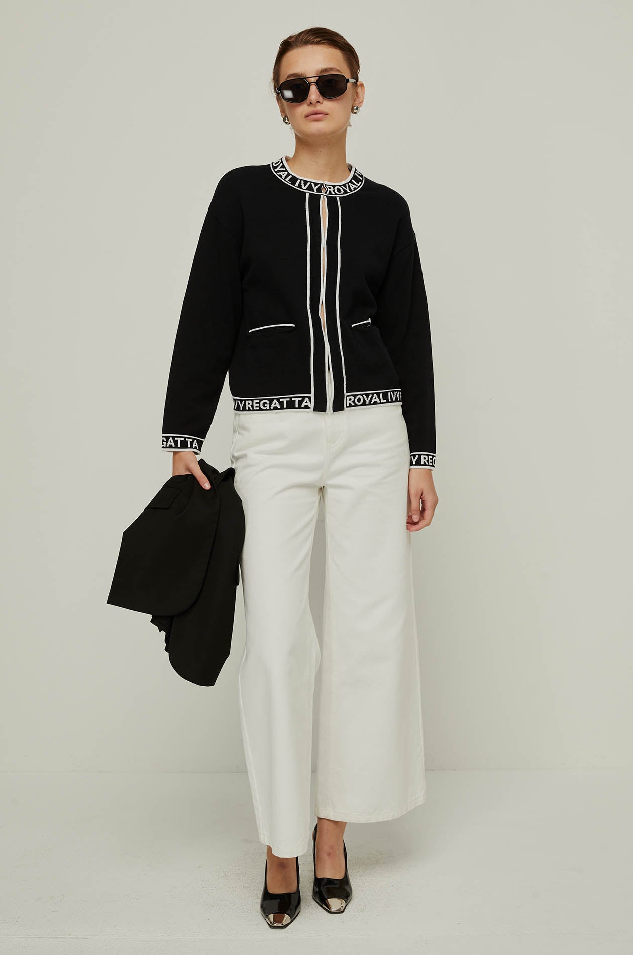 KNITTED LOGO TRIMMED CARDIGAN