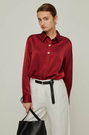 GOLD BUTTON SATIN SHIRT