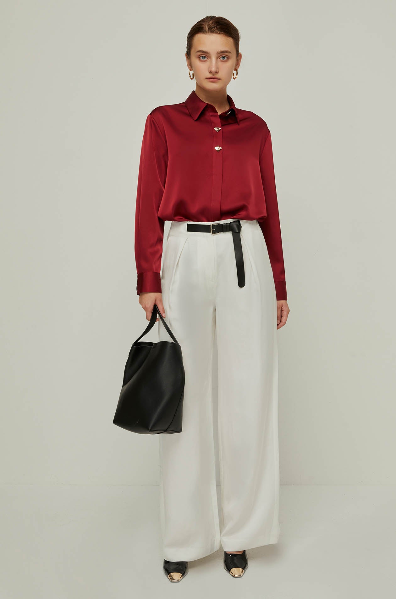 GOLD BUTTON SATIN SHIRT