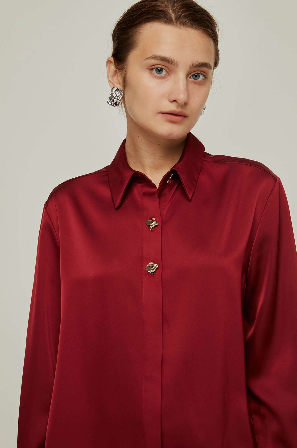GOLD BUTTON SATIN SHIRT
