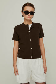 ROUND NECK BUTTON-UP TOP