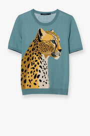 CHEETAH GRAPHIC KNITTED TEE