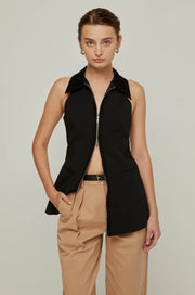 SLEEVELESS TWO-WAY ZIPPED TOP