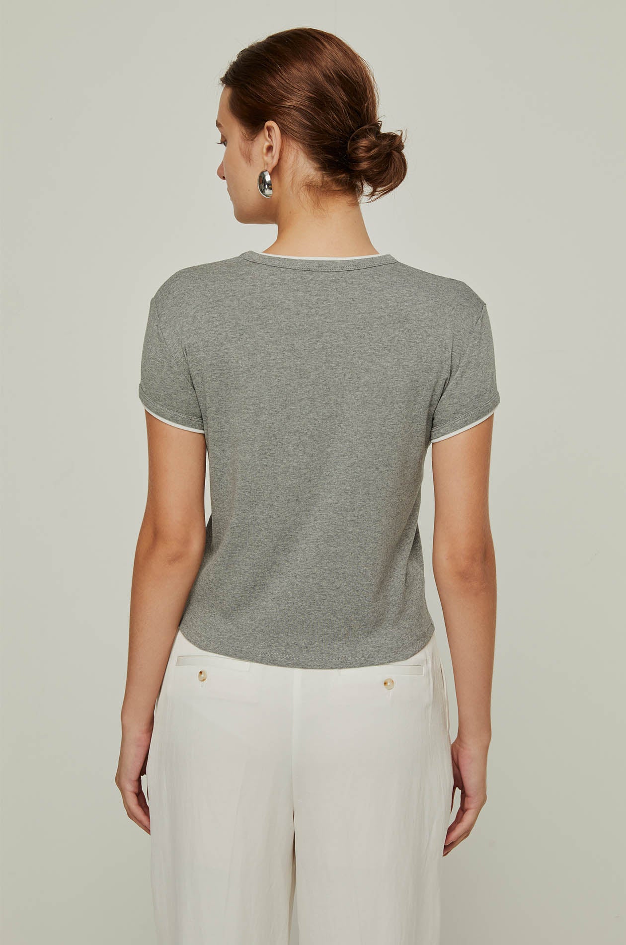 CONTRAST LAYERED TRIM BABY TEE