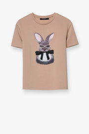 RABBIT WITH SUNGLASSES AND BOW GRAPHIC TEE