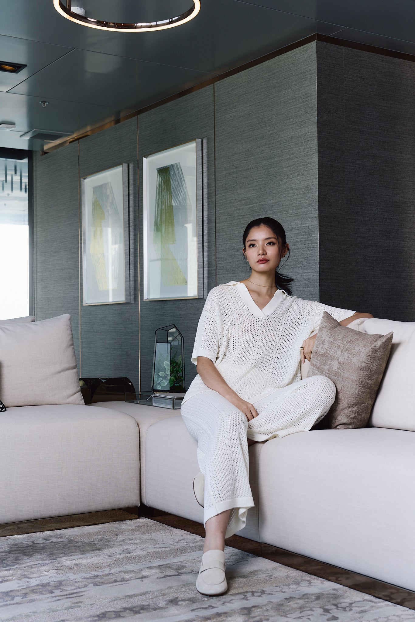 OPEN-KNIT WIDE-LEG TROUSERS