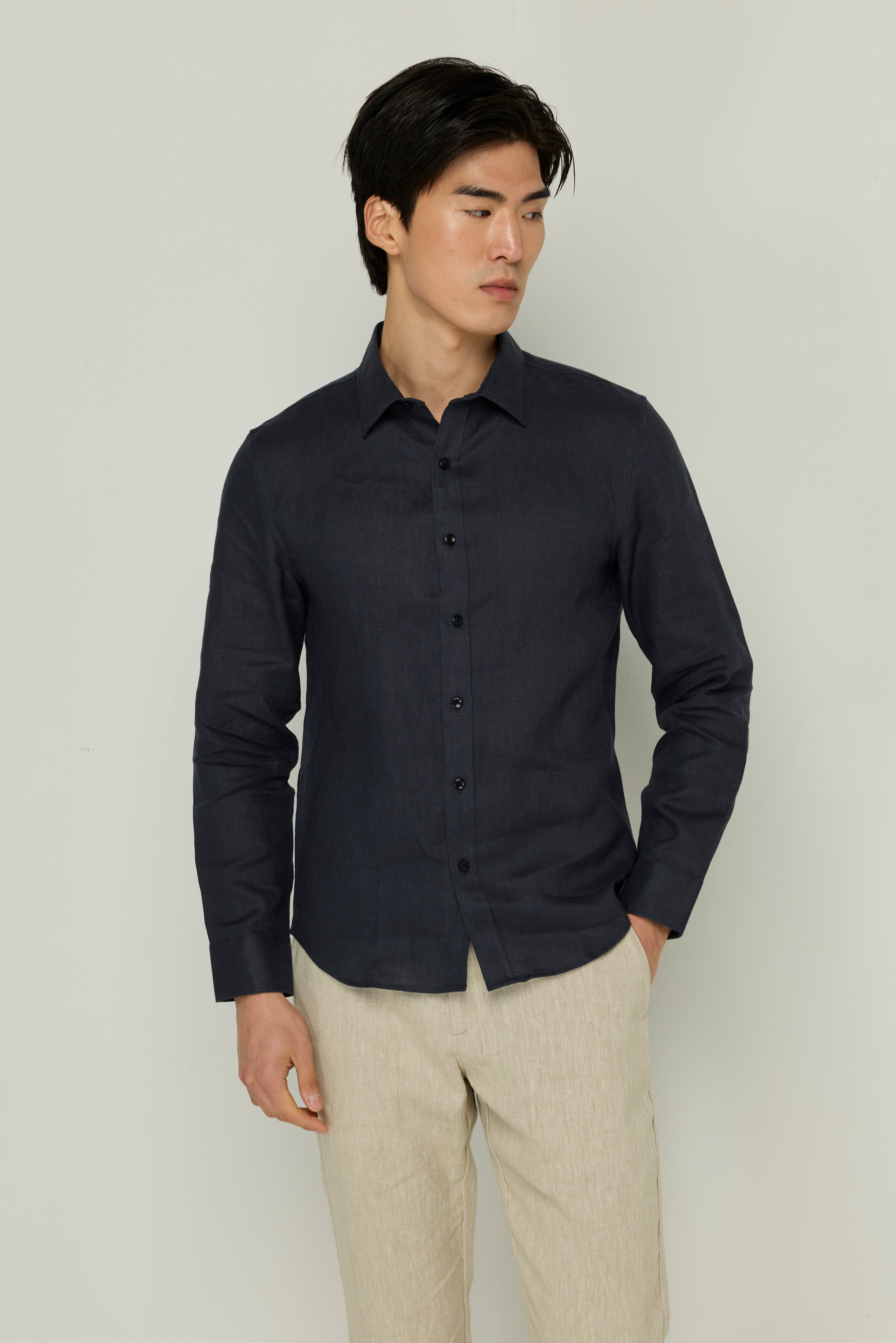 KNITTED LONG-SLEEVE POLO SHIRT