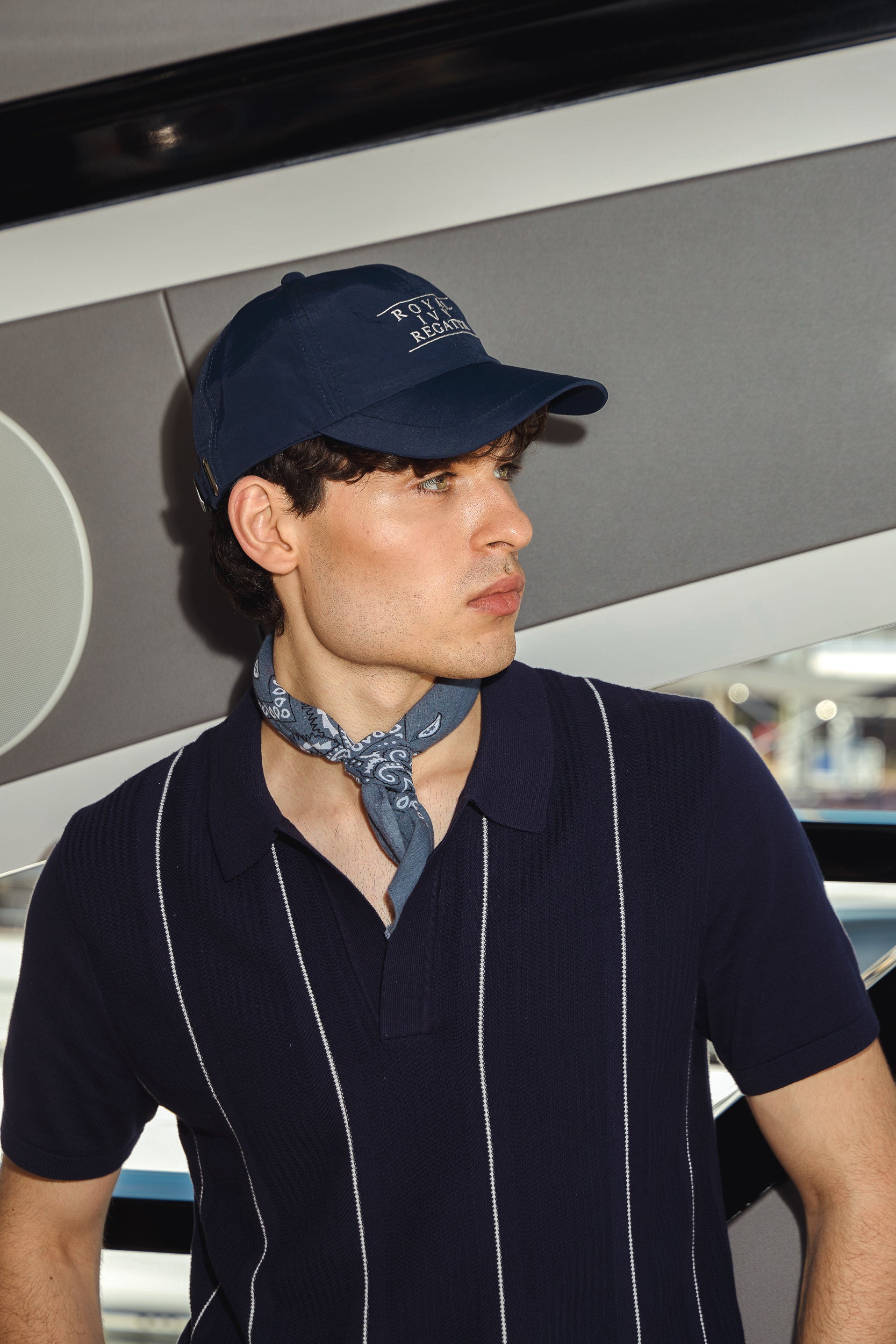 STRIPED KNIT POLO SHIRT