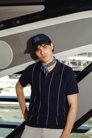 STRIPED KNIT POLO SHIRT