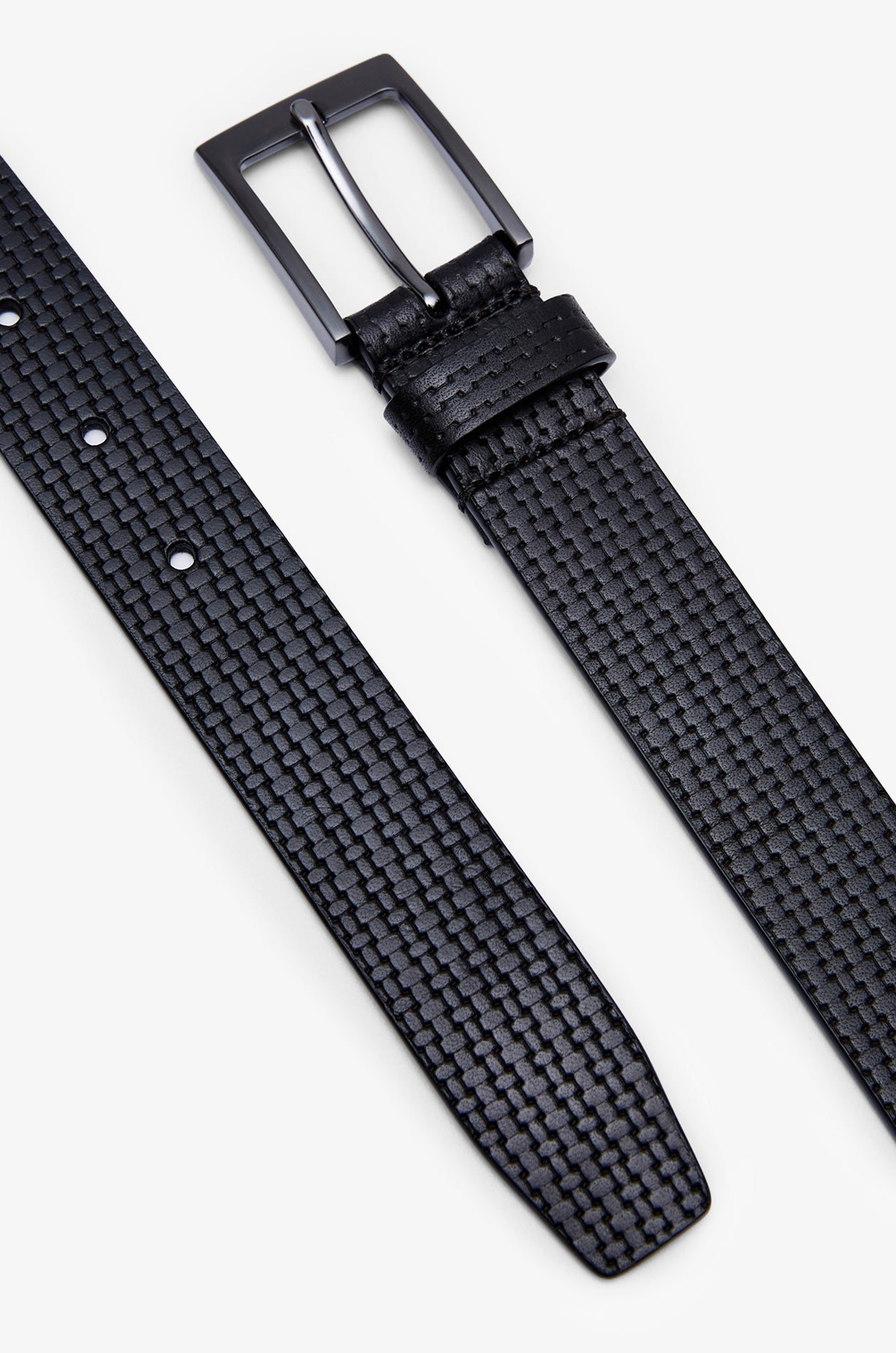 LASER LOGO TEXTURE LEATHER BELT