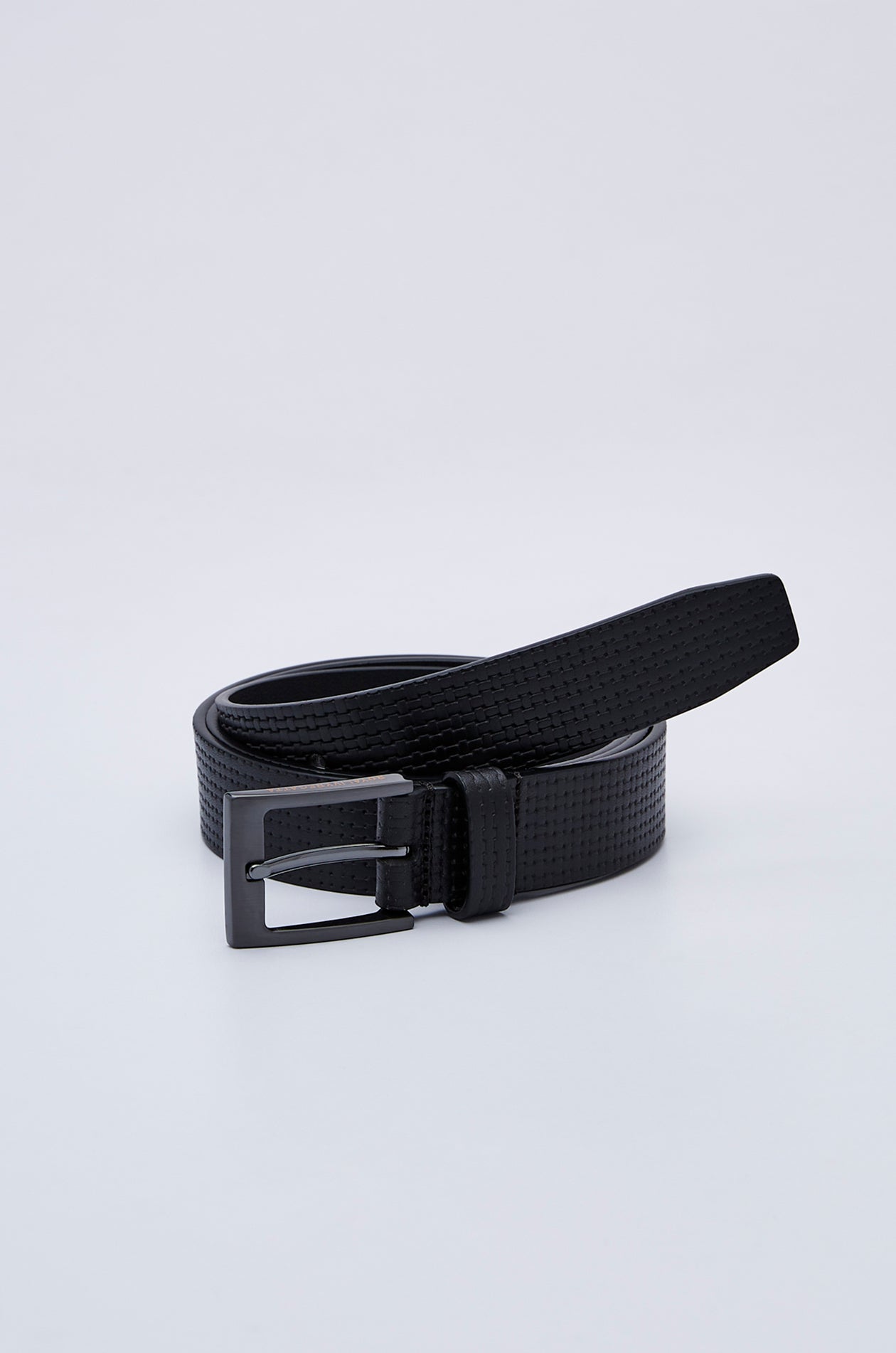 LASER LOGO TEXTURE LEATHER BELT