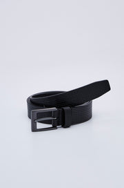LASER LOGO TEXTURE LEATHER BELT