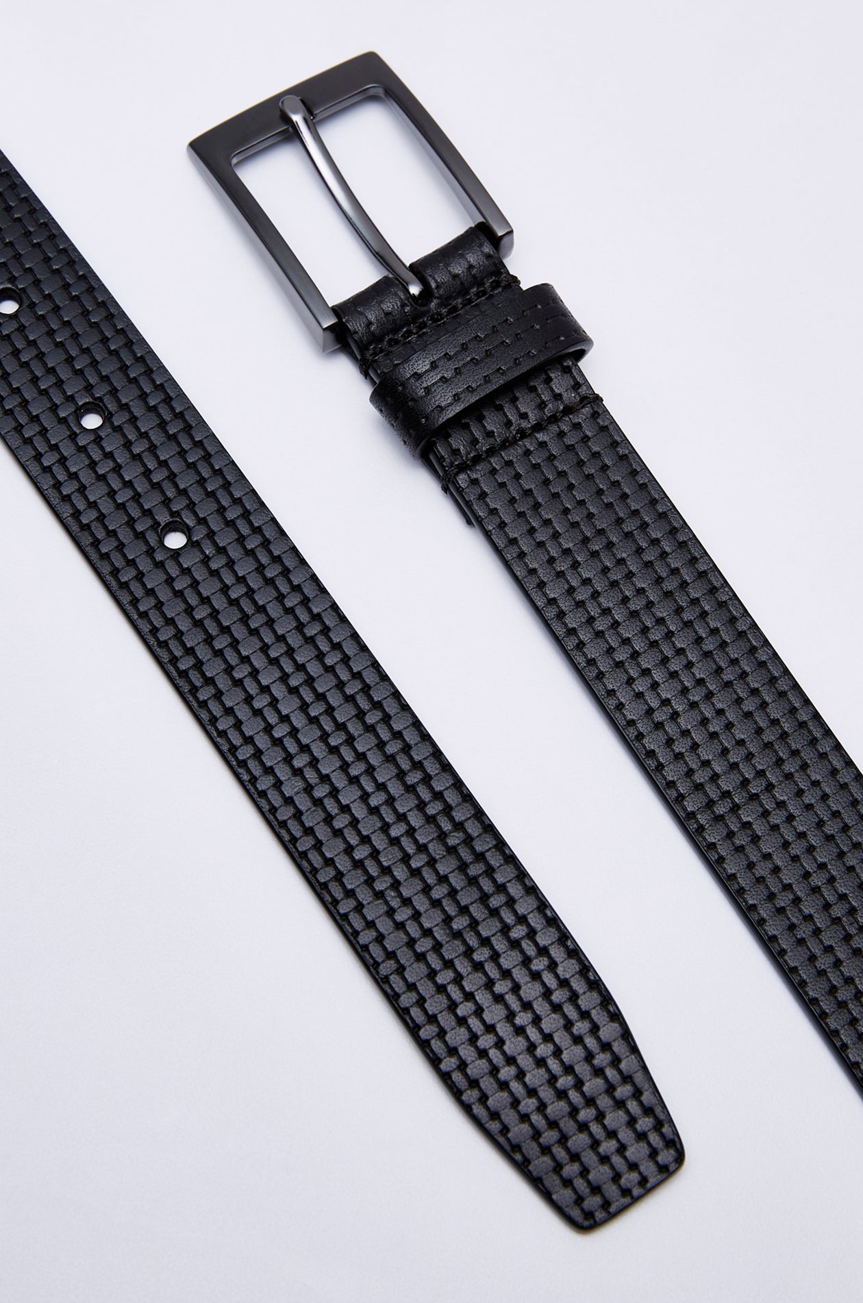 LASER LOGO TEXTURE LEATHER BELT