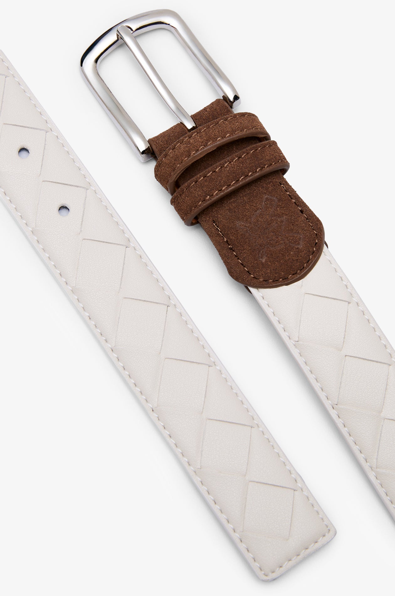SUEDE TRIM WOVEN LEATHER BELT