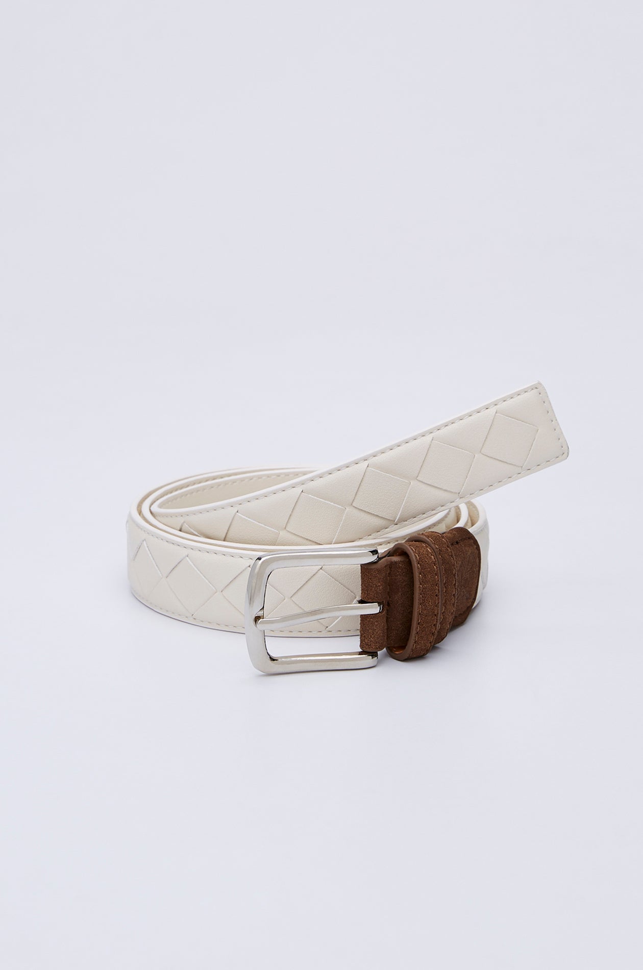SUEDE TRIM WOVEN LEATHER BELT