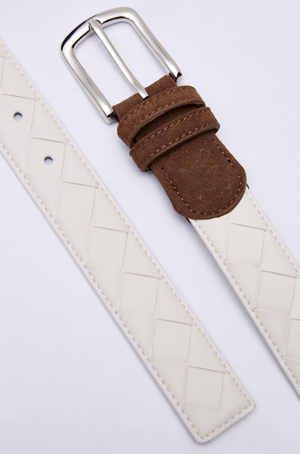 SUEDE TRIM WOVEN LEATHER BELT